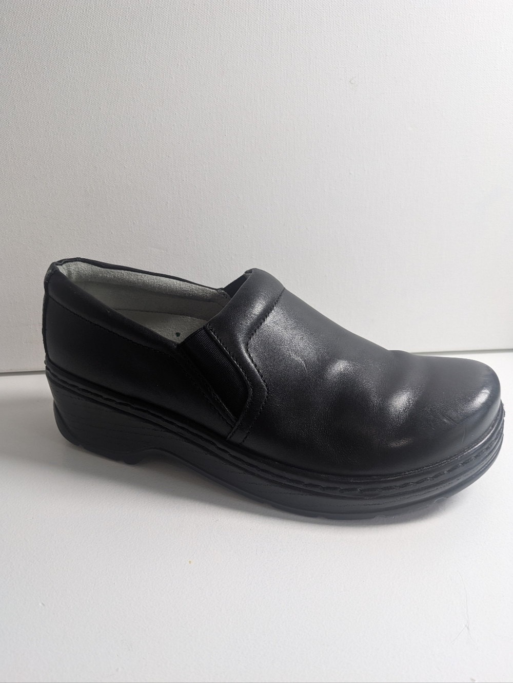Klogs Naples Clog Shoes Women's 9.5 Black Leather Comfort Slip On Platform Wedge